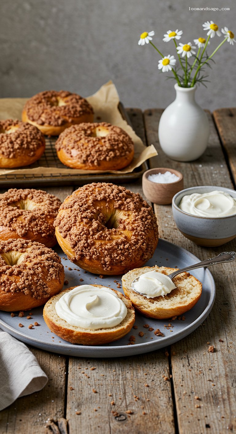 Copycat Panera Cinnamon Crunch Bagels with Sweet Cream Cheese