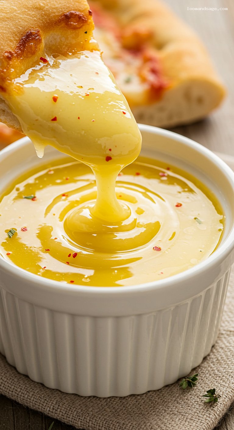 Copycat Papa John’s Garlic Dipping Sauce – Closeup