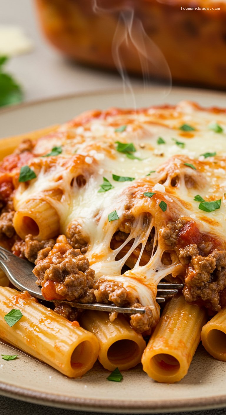 Copycat Pizza Hut Tuscani Meaty Marinara Pasta – Closeup