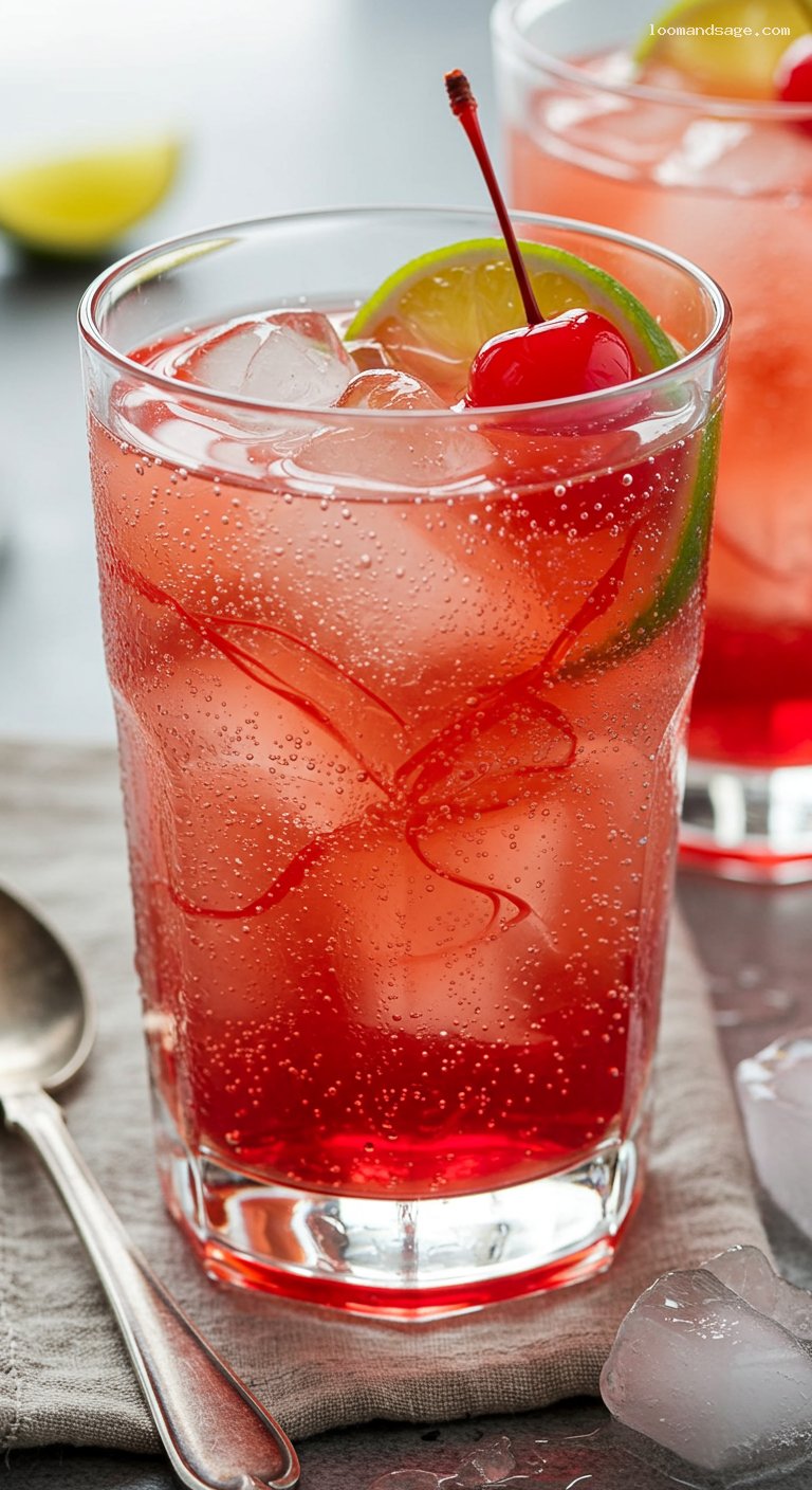 Copycat Sonic Cherry Limeade with Nugget Ice – Closeup