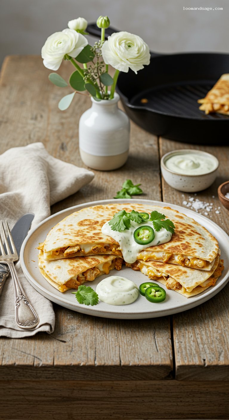 Copycat Taco Bell Chicken Quesadilla with Creamy Jalapeño Sauce