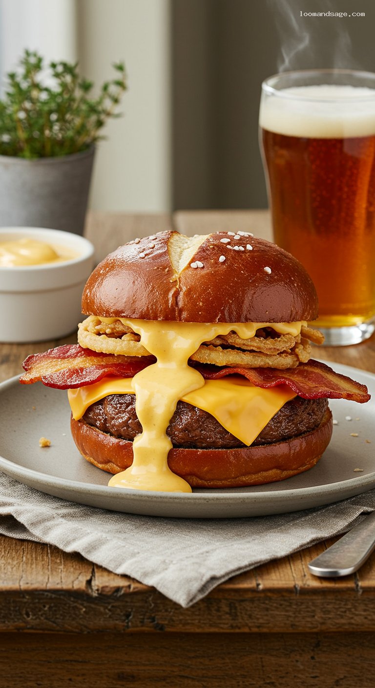 Copycat Wendy’s Pretzel Bacon Pub Cheeseburger