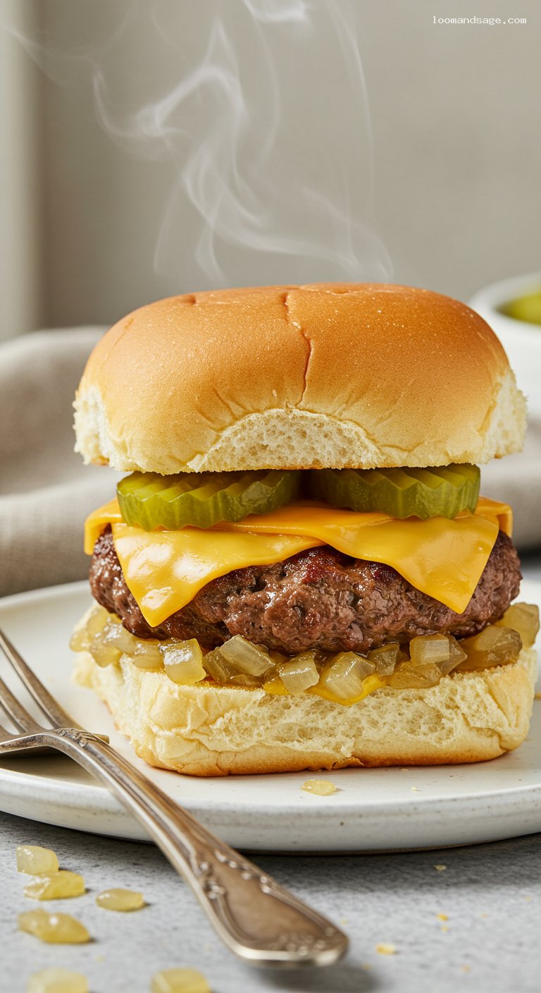 Copycat White Castle Sliders with Onions and Pickles – Closeup