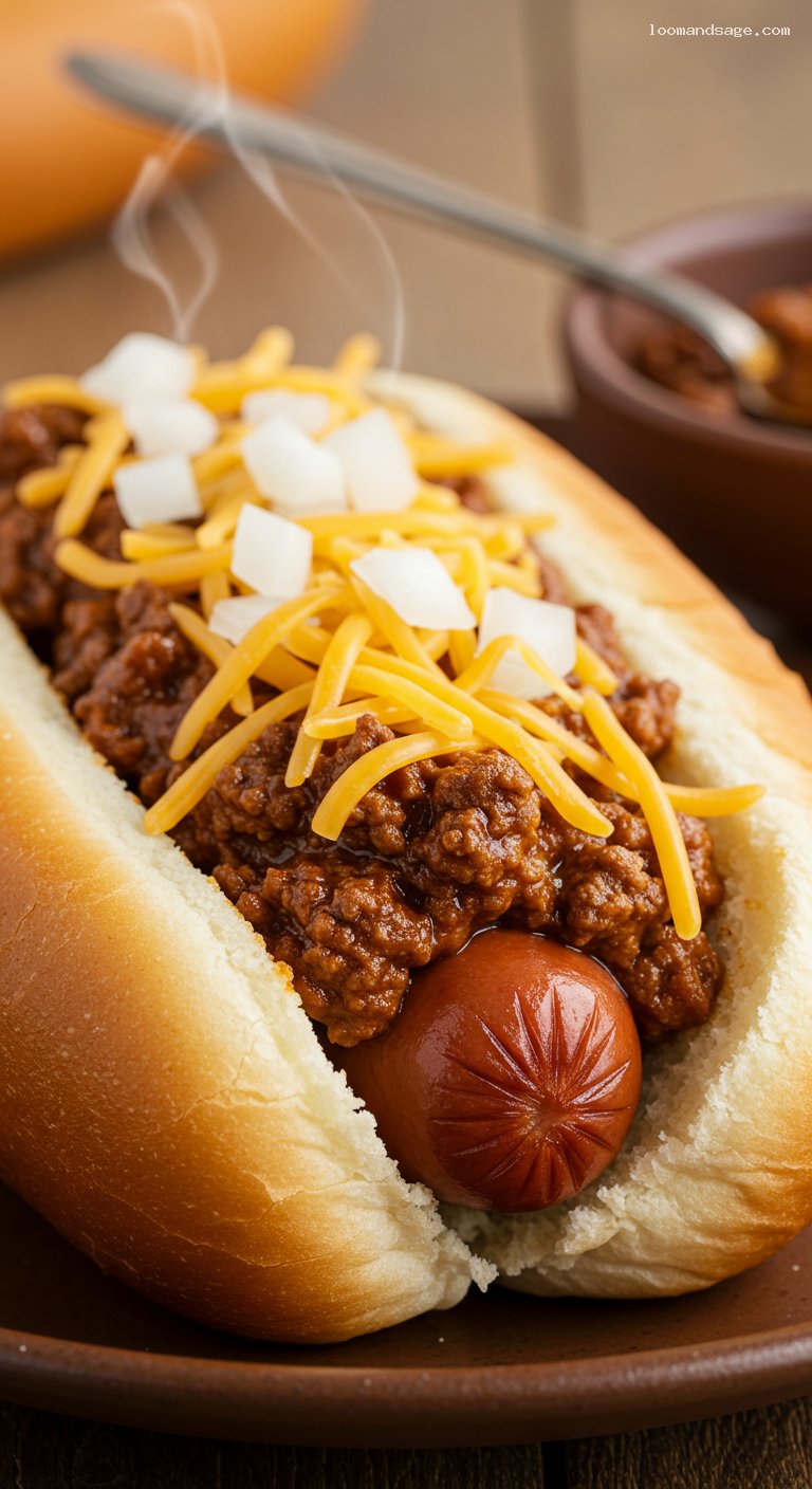 Copycat Wienerschnitzel Chili Cheese Dog – Closeup