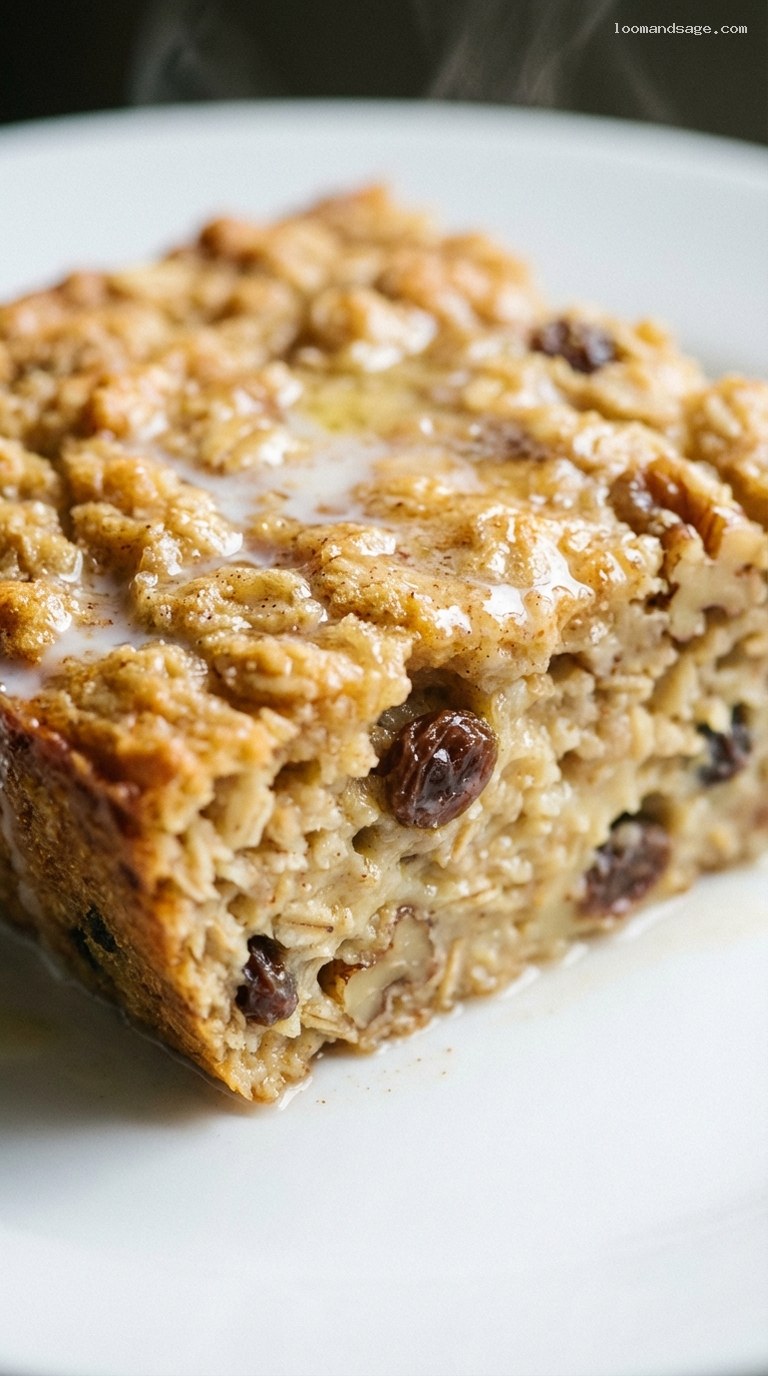 Cozy Amish Baked Oatmeal Squares with Warm Spices – Closeup