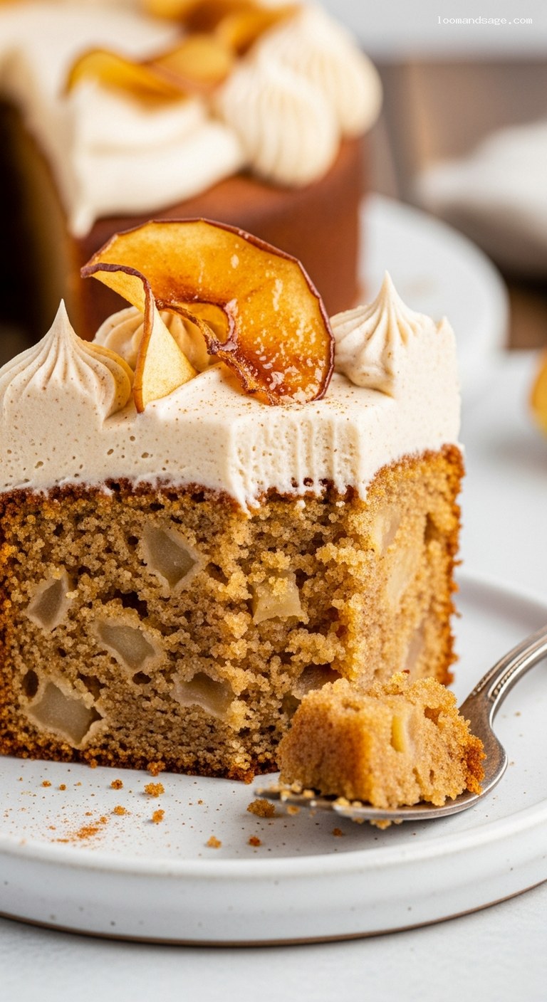 Cozy Apple Cider Cake With Cinnamon Cream Cheese Frosting – Closeup