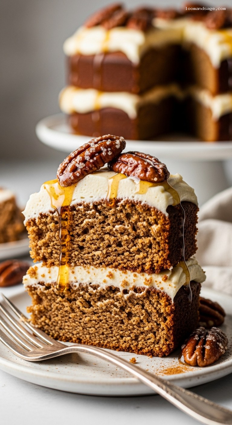 Cozy Maple Spice Cake with Cream Cheese Frosting – Closeup