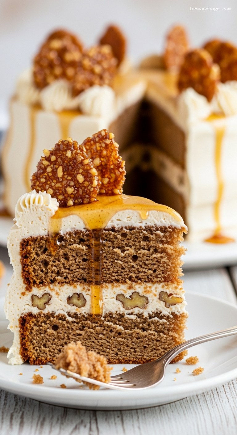 Cozy Maple Walnut Cake With Maple Cream Cheese Frosting – Closeup
