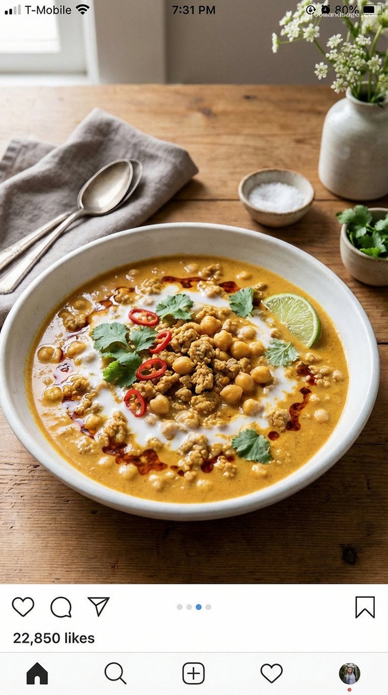 Creamy Coconut Curry Turkey Chili With Chickpeas
