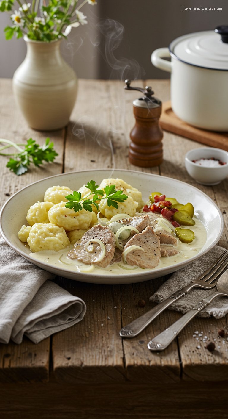 Creamy Hentes Tokány with Nokedli Dumplings