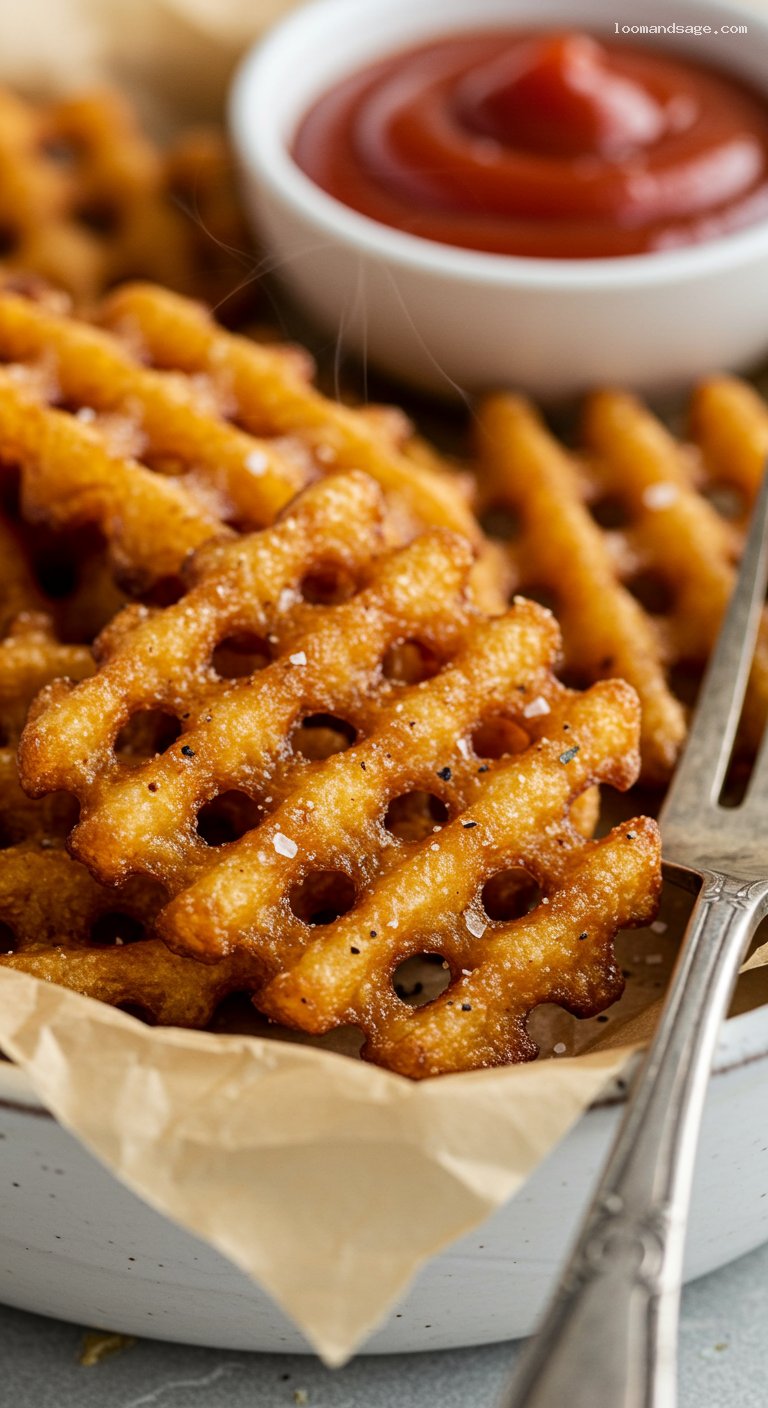 Crispy Chick‑fil‑A Style Waffle Fries – Closeup