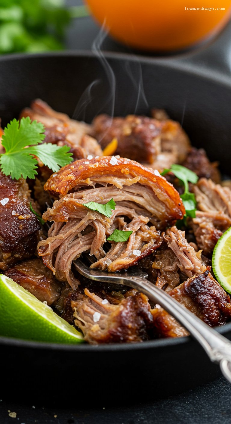 Crispy Chipotle-Style Carnitas (Pork Shoulder) – Closeup