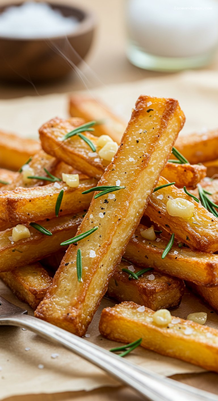 Crispy Garlic Rosemary Smash Fries (Copycat) – Closeup