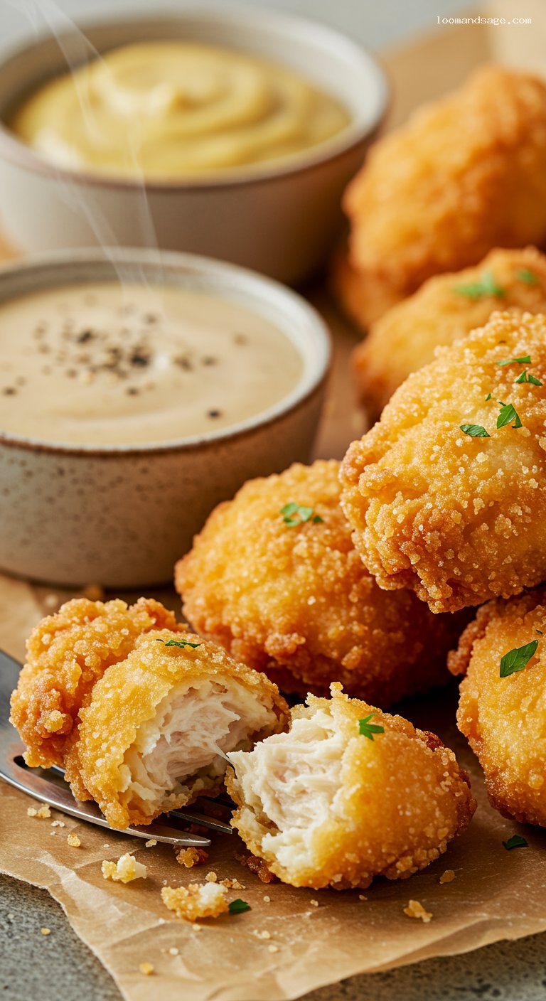 Crispy KFC-Style Popcorn Chicken with Dipping Sauce – Closeup