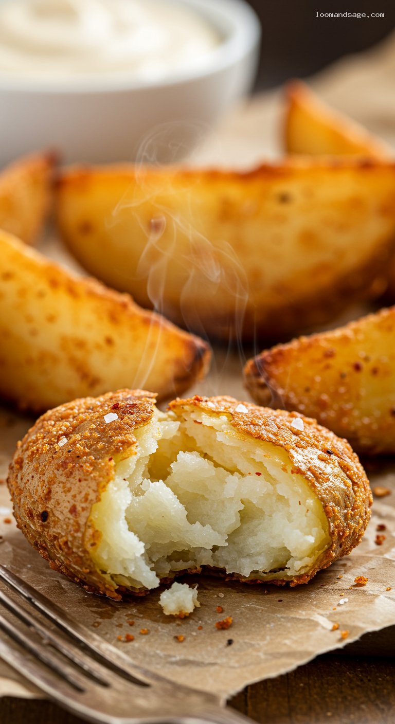 Crispy KFC-Style Potato Wedges – Closeup