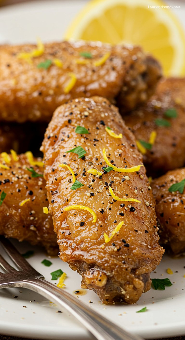 Crispy Lemon Pepper Wings (Wingstop Copycat) – Closeup
