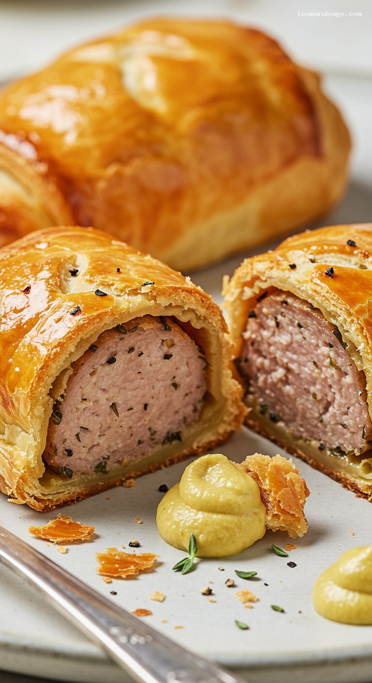 Crispy Puff Pastry Sausage Rolls (Greggs Copycat) – Closeup