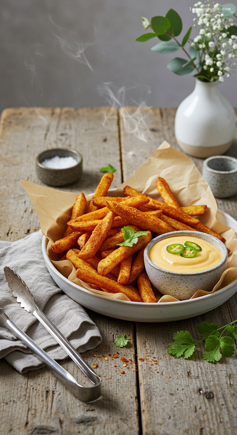 Crispy Taco-Seasoned Nacho Fries with Cheese Dip