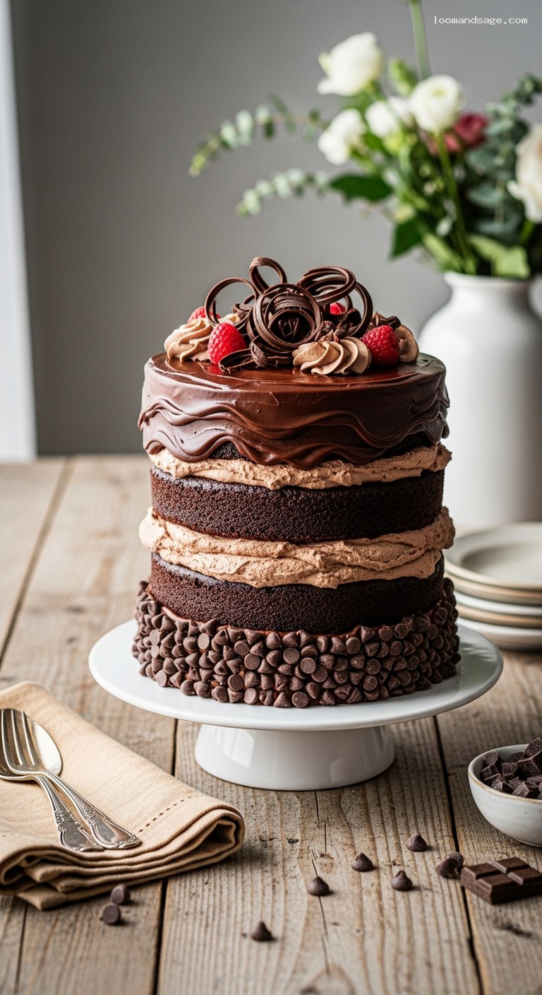 Decadent Triple Chocolate Birthday Cake With Ganache and Mousse