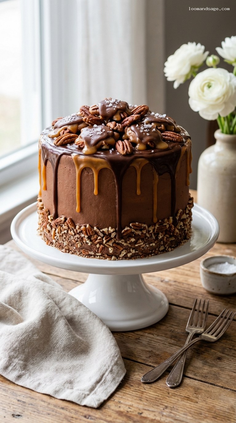 Decadent Turtle Cake With Caramel and Pecans