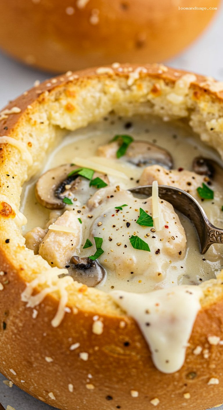 Domino’s Chicken Alfredo Bread Bowl Copycat Recipe – Closeup