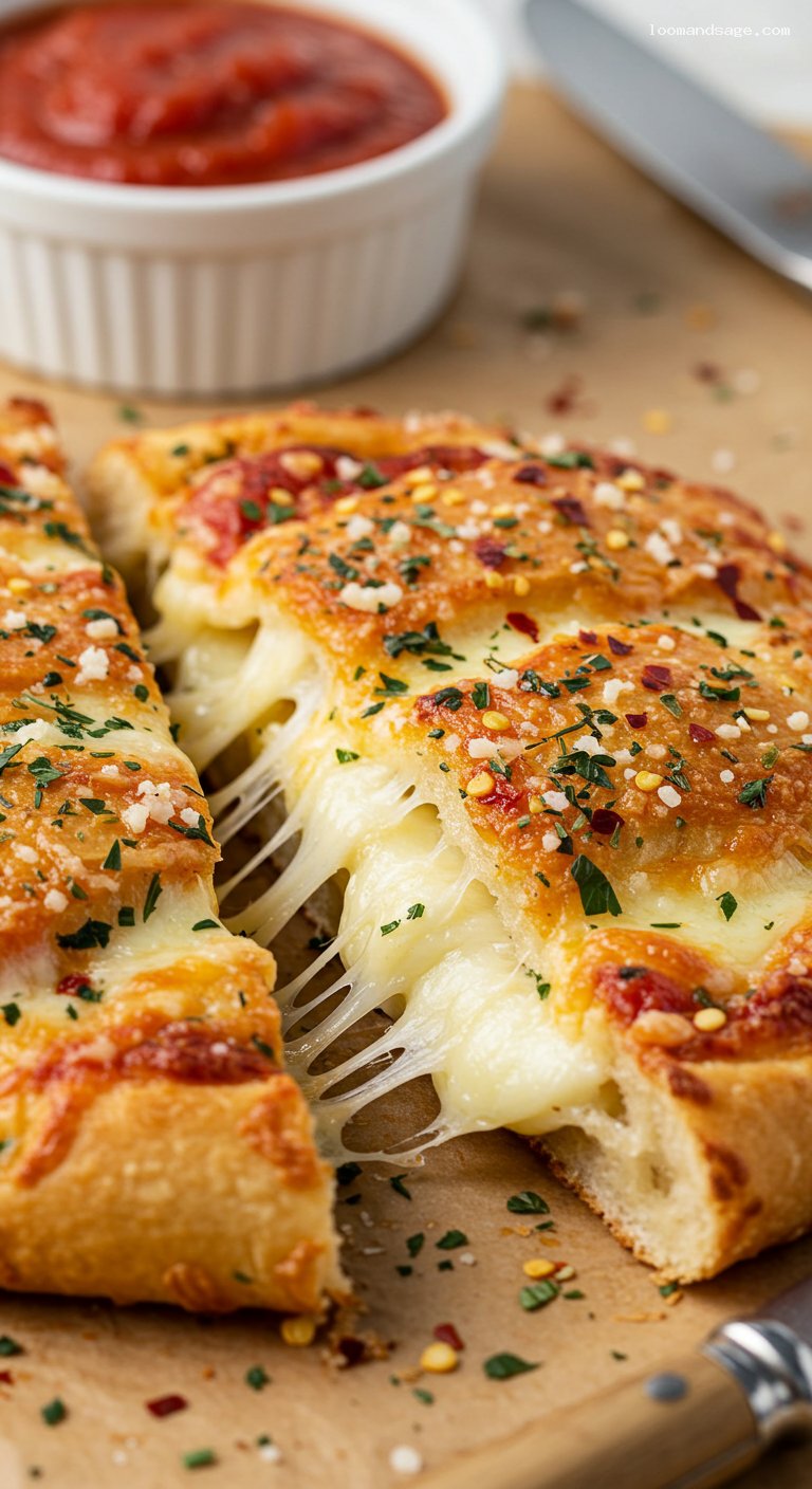 Domino’s-Style Stuffed Cheesy Bread with Garlic Butter – Closeup