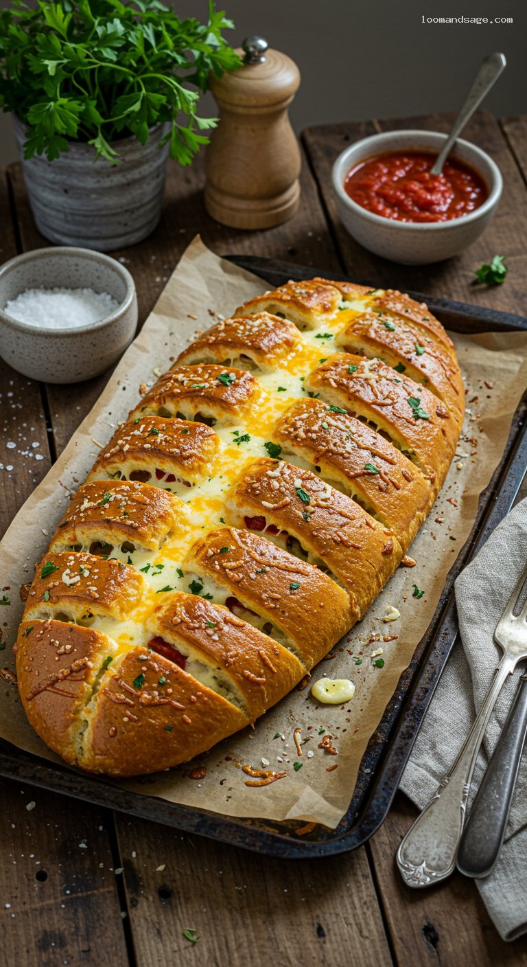 Domino’s-Style Stuffed Cheesy Bread with Garlic Butter