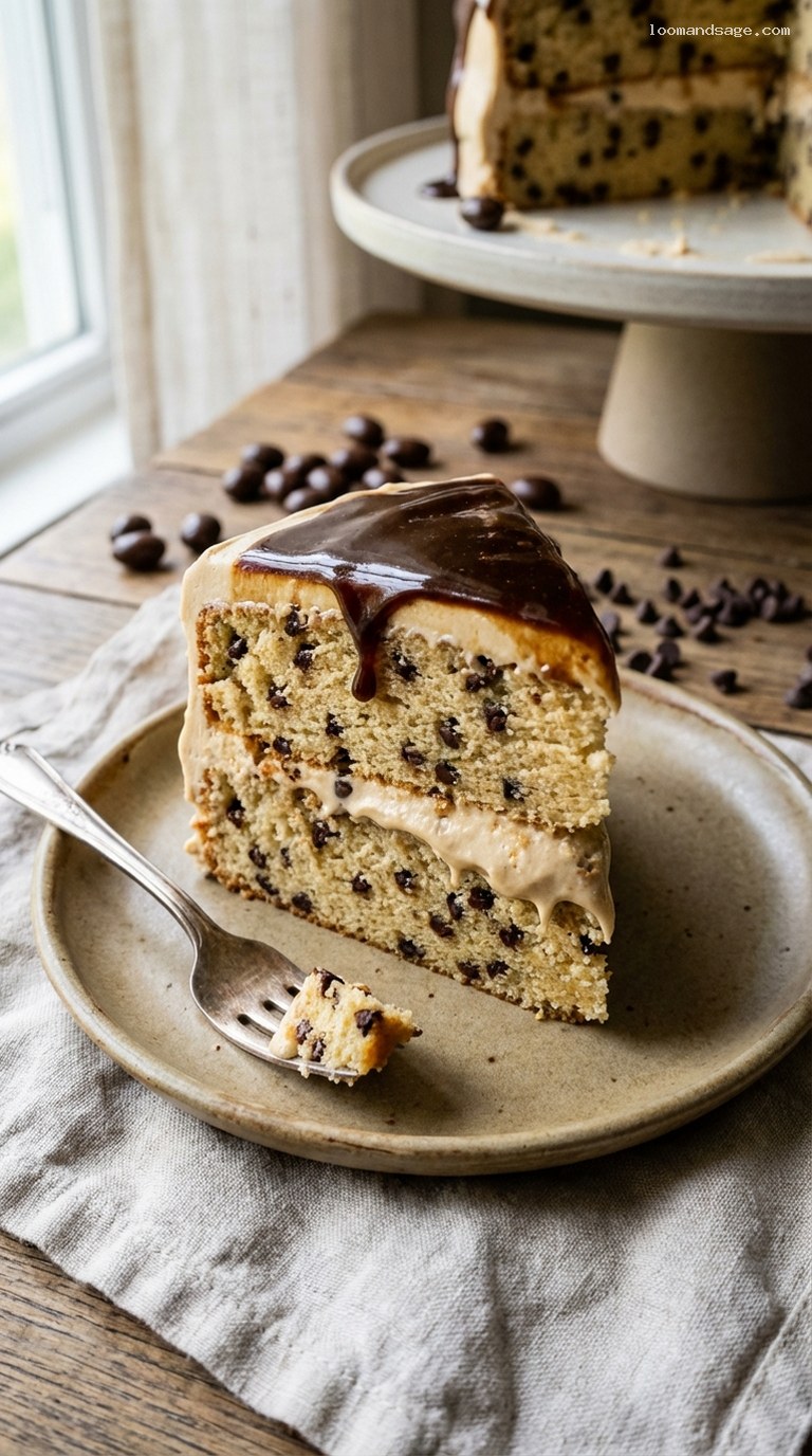 Espresso Chocolate Chip Cake with Espresso Buttercream – Closeup