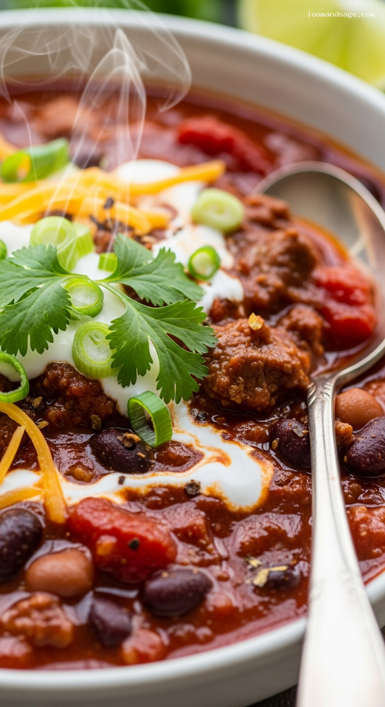 Espresso-Infused Chili with Ancho and Chipotle – Closeup