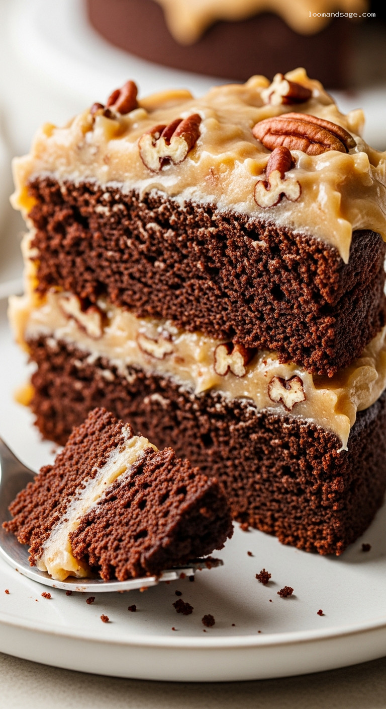 German Chocolate Cake – Closeup