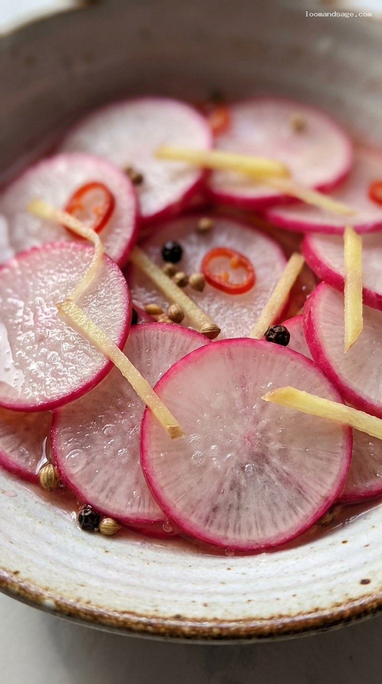 Ginger Chili Pickled Radishes for Tacos and Bowls – Closeup