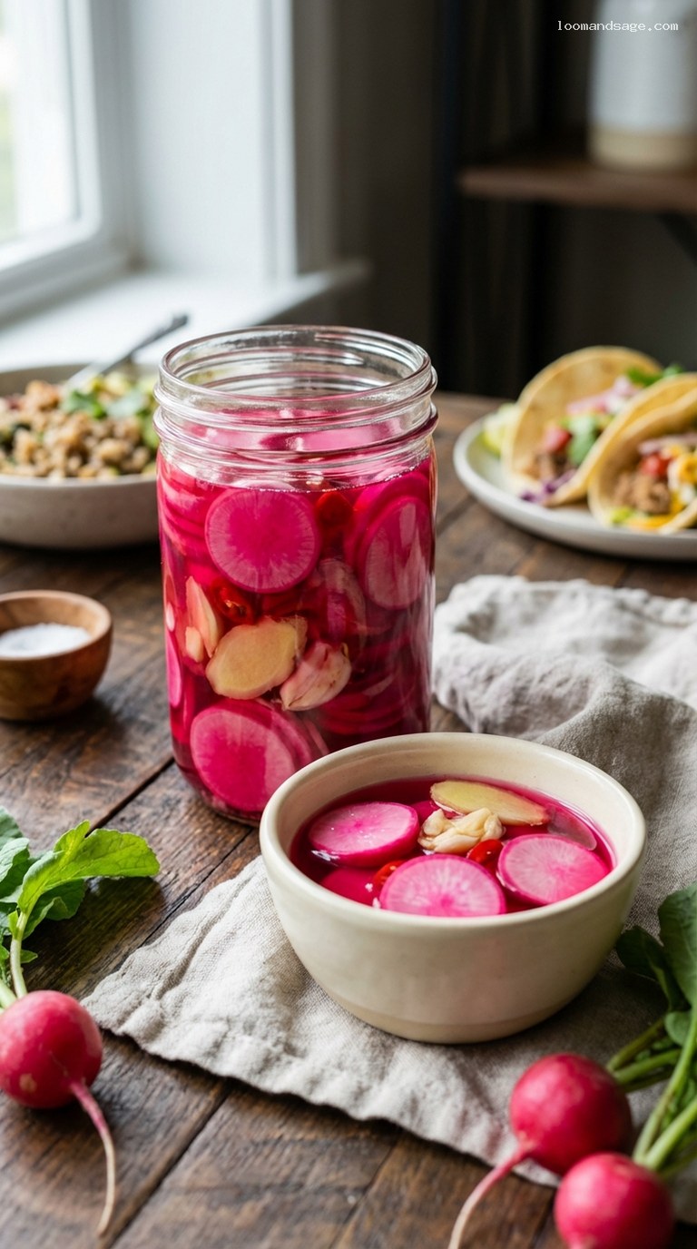 Ginger Chili Pickled Radishes for Tacos and Bowls