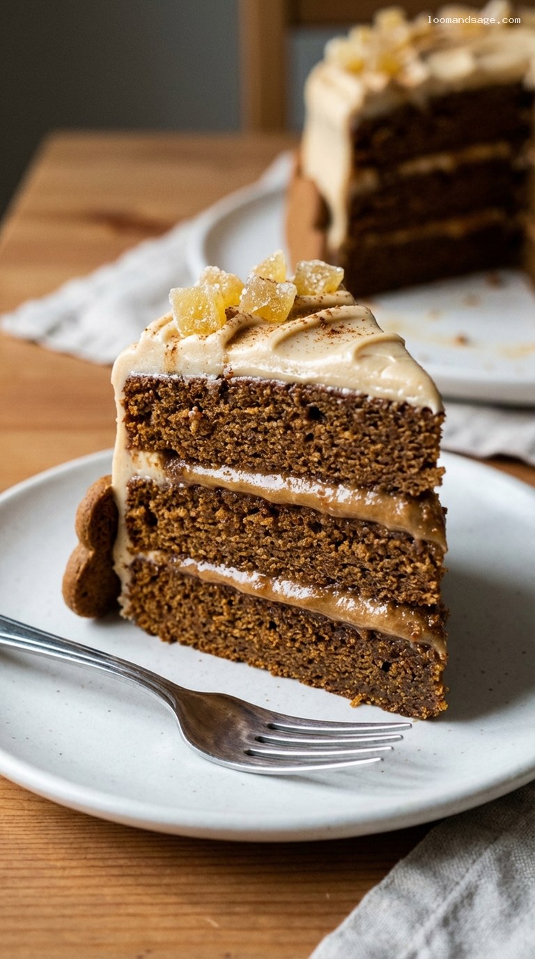 Gingerbread Layer Cake with Molasses Cream Cheese Frosting – Closeup