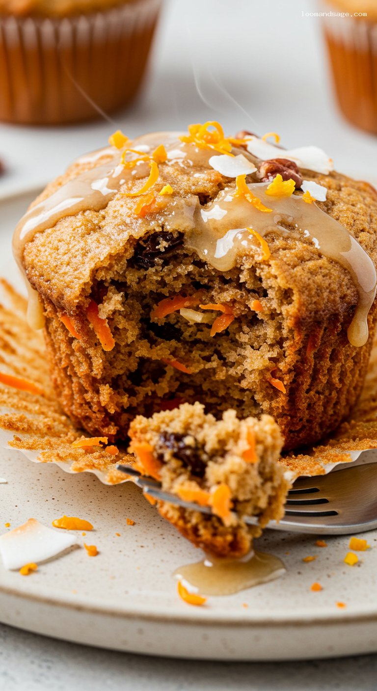 Glazed Morning Glory Muffins with Carrot and Apple – Closeup