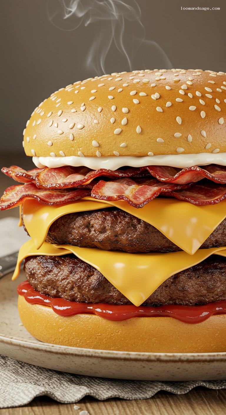 Homemade Bacon King Copycat Burger Recipe – Closeup