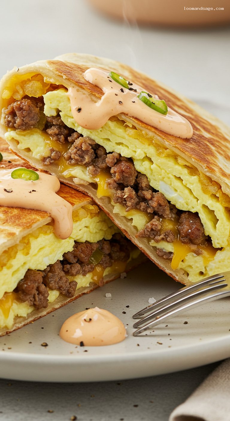 Homemade Breakfast Crunchwrap (Taco Bell Copycat) – Closeup