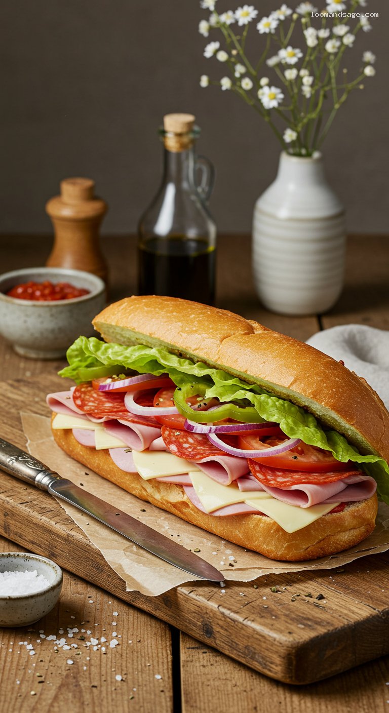 Homemade Italian B.M.T. Sub Sandwich