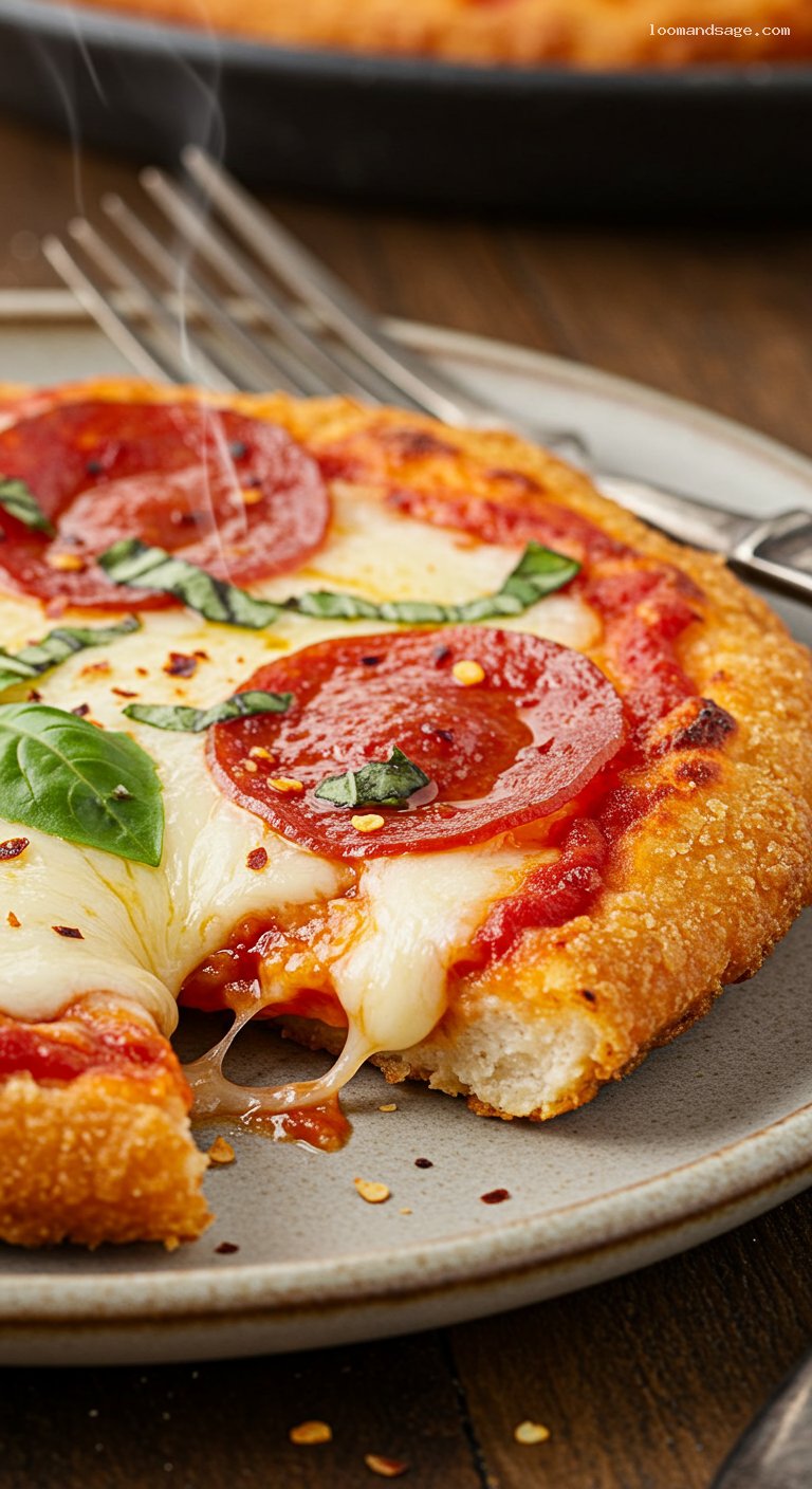 Homemade KFC Chizza With Crispy Chicken Crust – Closeup
