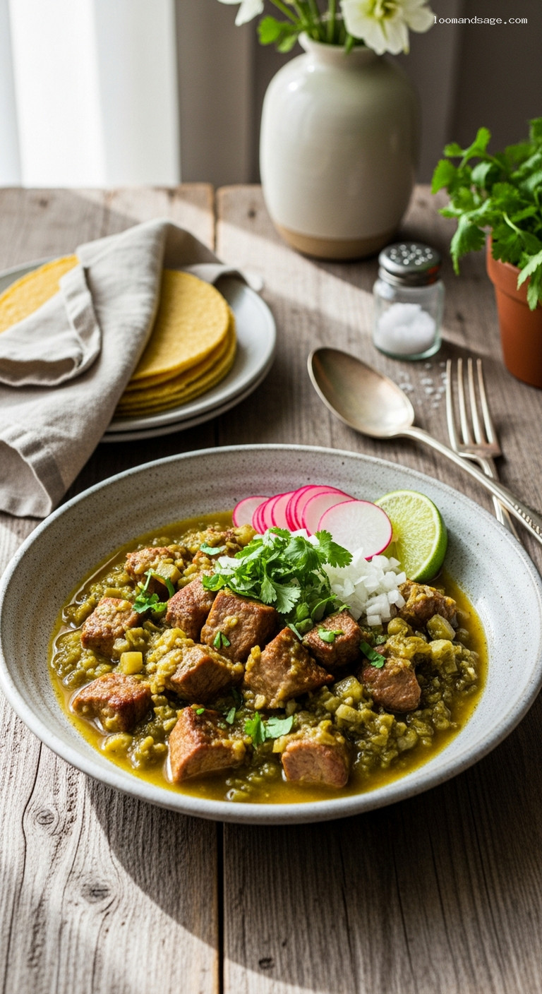 Homestyle Pork Chile Verde with Roasted Green Chiles