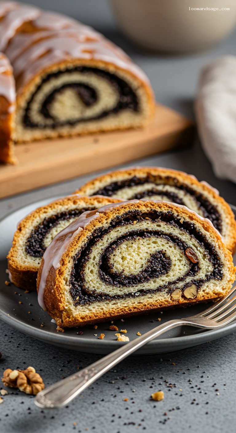 Hungarian Bejgli: Walnut or Poppy Seed Roll – Closeup