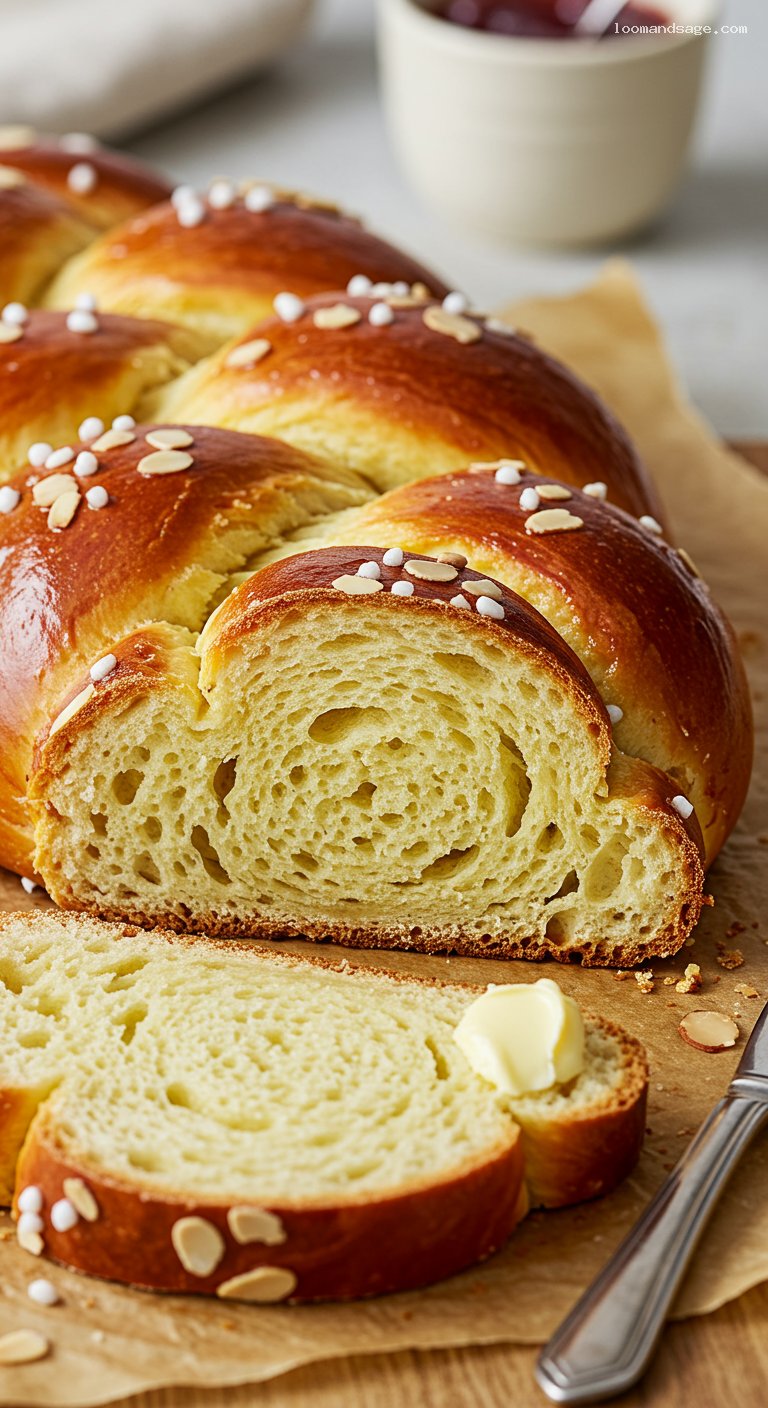 Hungarian Braided Sweet Bread (Fonott Kalács) – Closeup