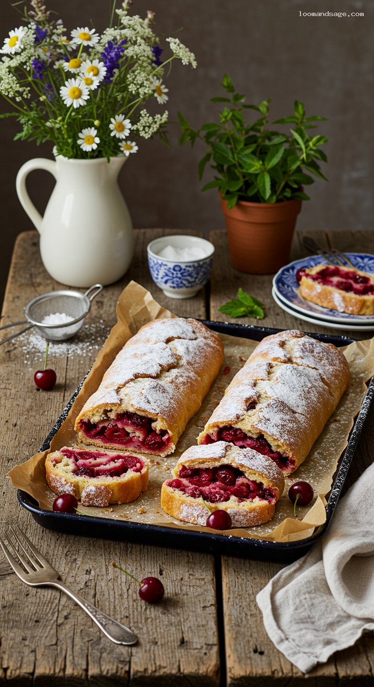 Hungarian Sour Cherry Strudel (Meggyes Rétes)
