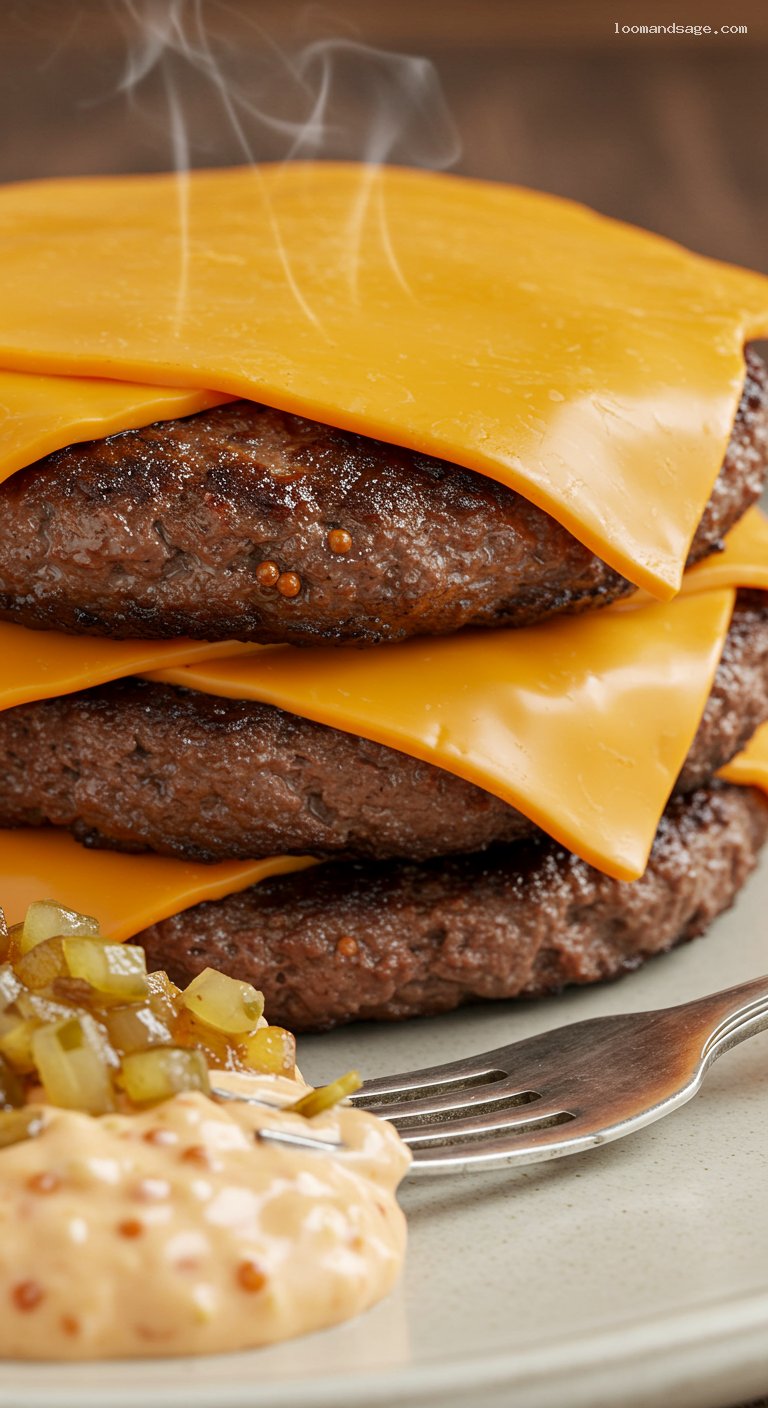 In-N-Out Flying Dutchman Copycat with Grilled Onions – Closeup