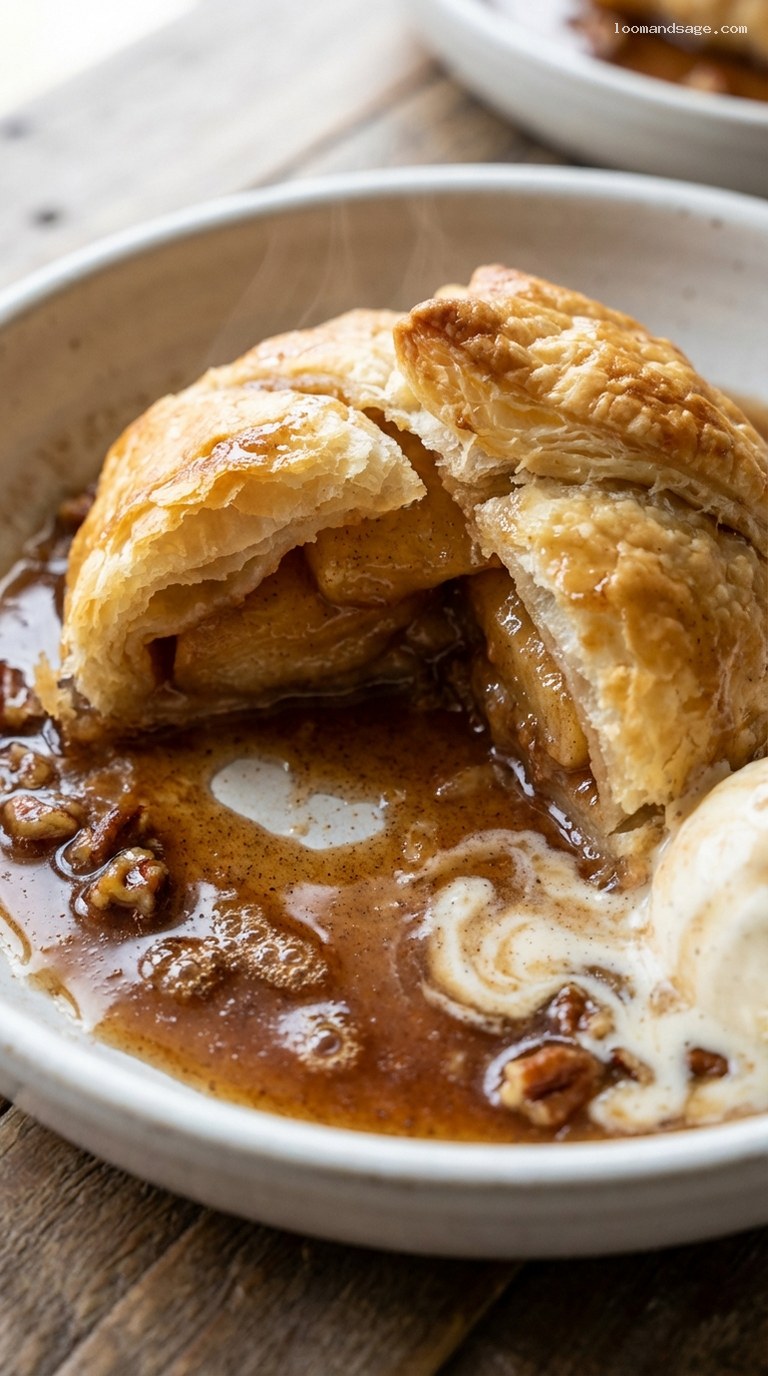Jammy Baked Apple Dumplings in Cinnamon Syrup – Closeup