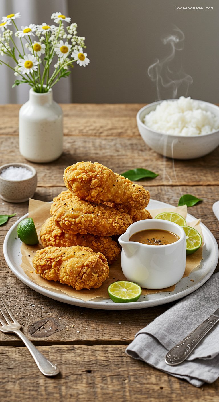 Jollibee-Style Chickenjoy with Pepper Gravy
