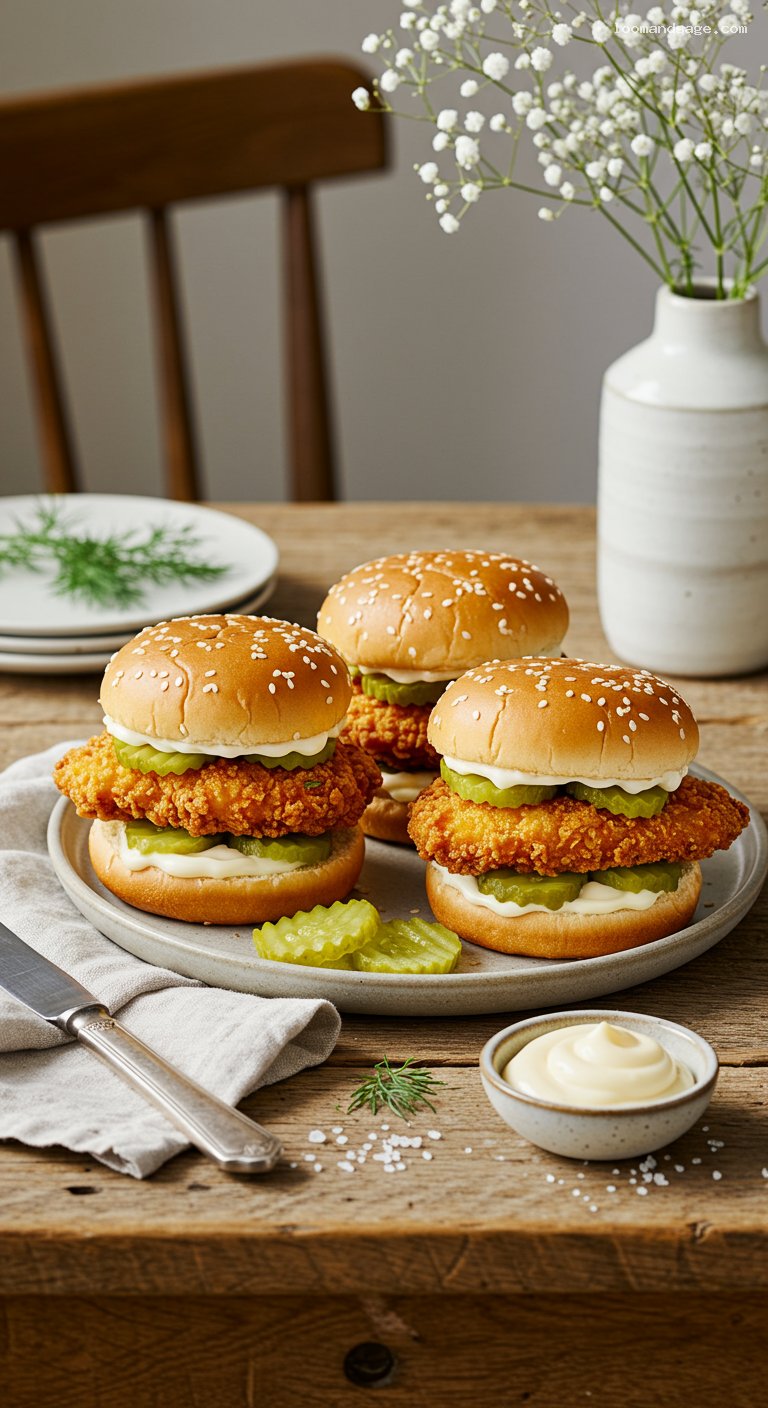 KFC Chicken Little Copycat Sliders with Pickles and Mayo