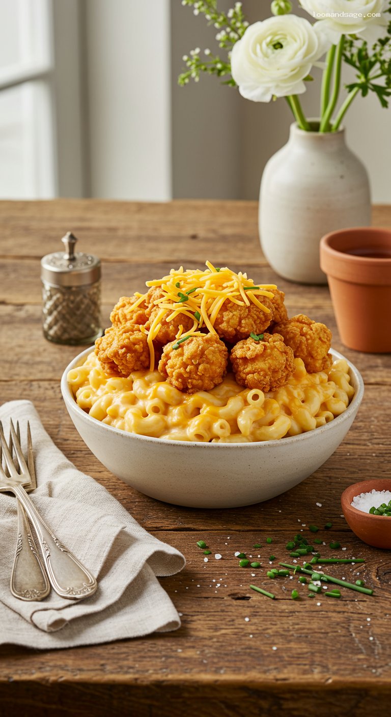 KFC Mac and Cheese Bowl Copycat with Popcorn Chicken