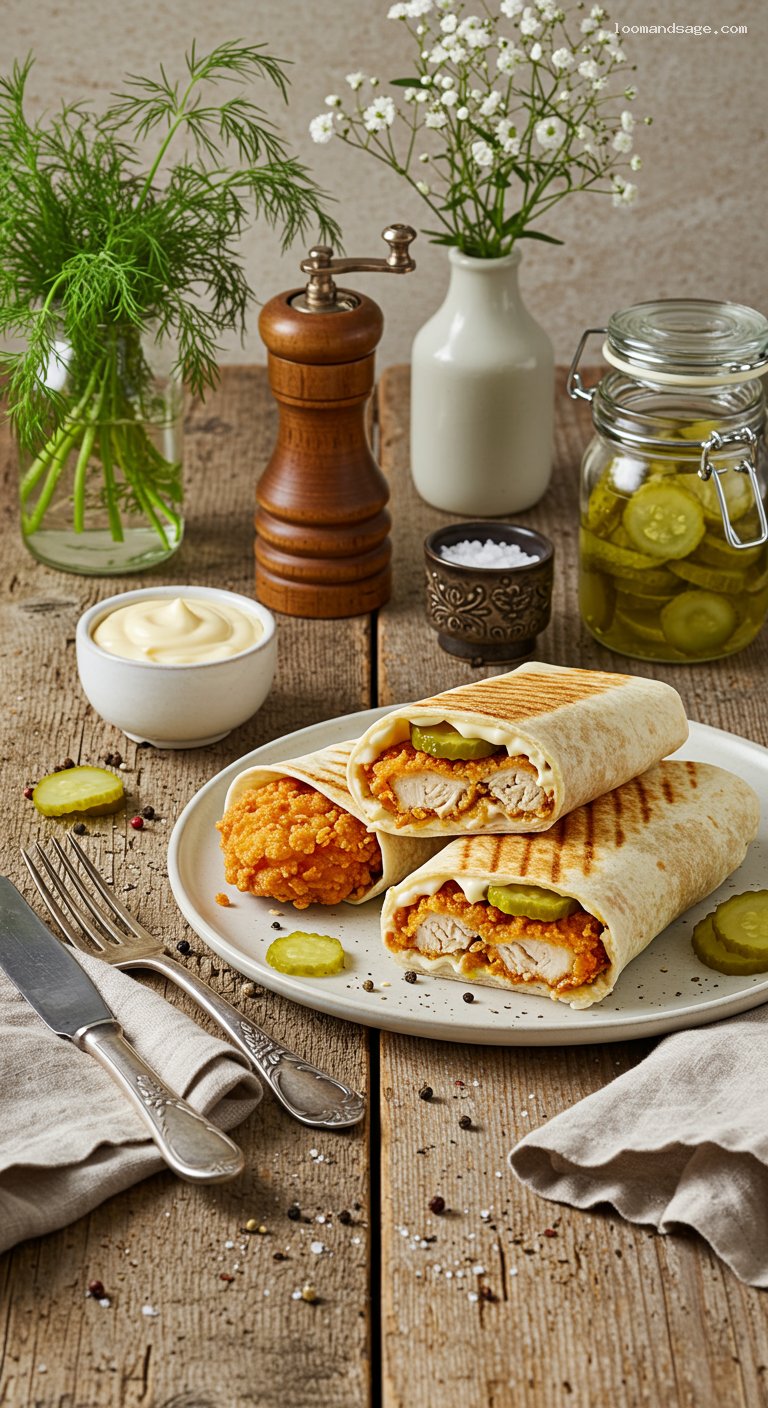 KFC-Style Classic Chicken Wrap with Pickles and Mayo