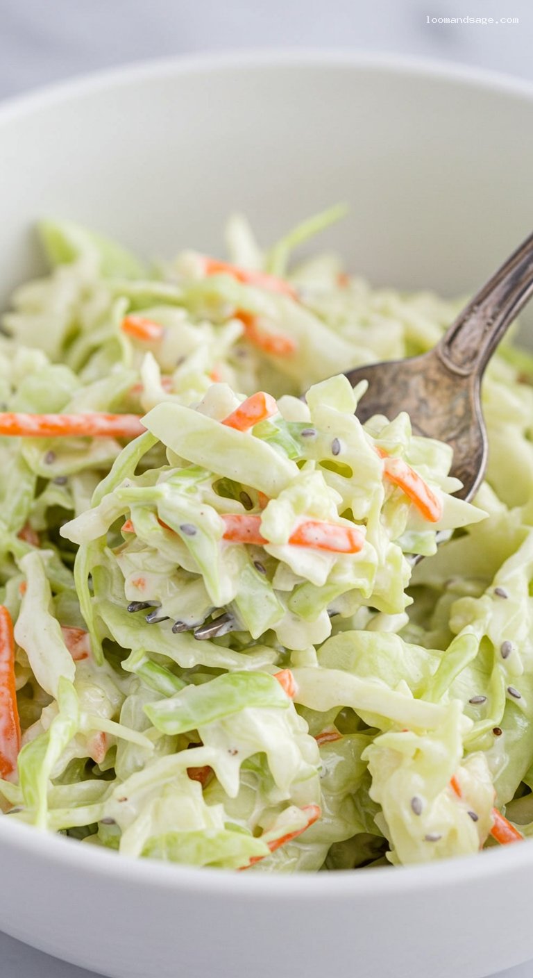 KFC-Style Coleslaw with Buttermilk Mayo Dressing – Closeup
