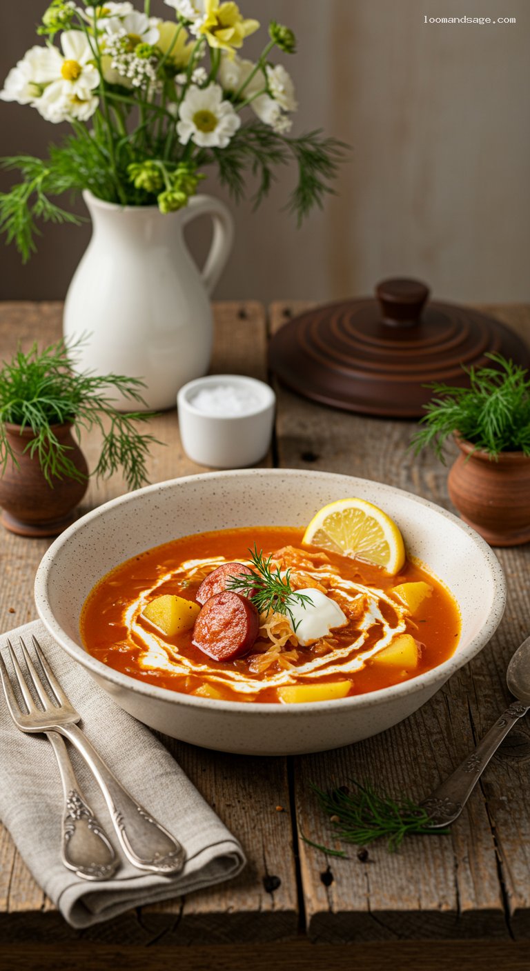 Korhelyleves: Tangy Sauerkraut and Smoked Sausage Soup